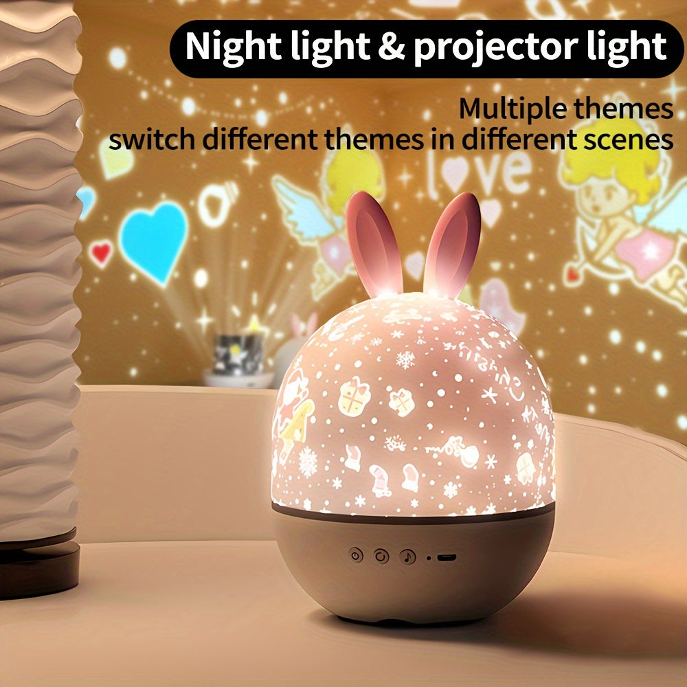 Children's Night Light with Baby Starry Sky Projector and Galaxy Night Light Projector, featuring 360° rotation and 8 music options. This remote control LED light is perfect for boys and girls as a bedside table lamp. Makes a great Christmas or birthday