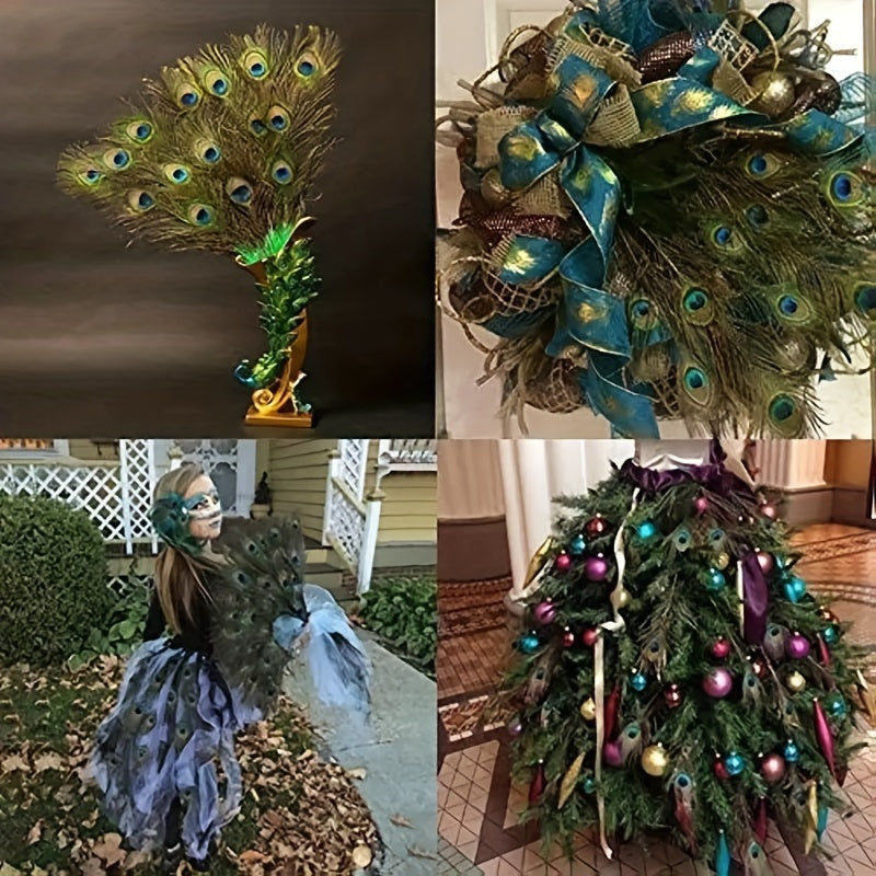 20 pieces of faux peacock feathers for DIY home decorations, hats, earrings, and ornaments. Accessorize with style!