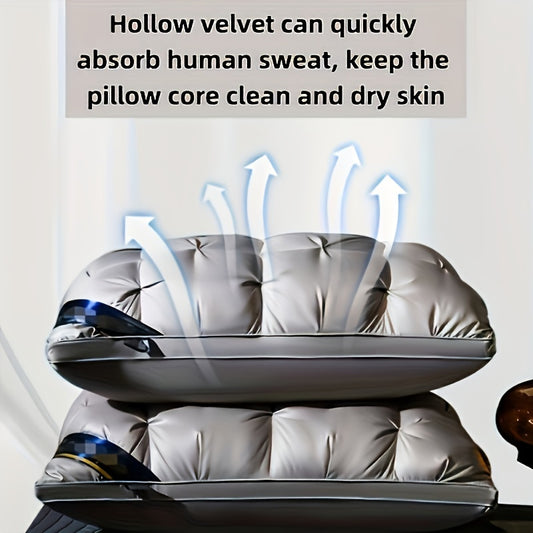 2 luxury hotel quality neck support pillows for deep sleep comfort at home or as a gift.