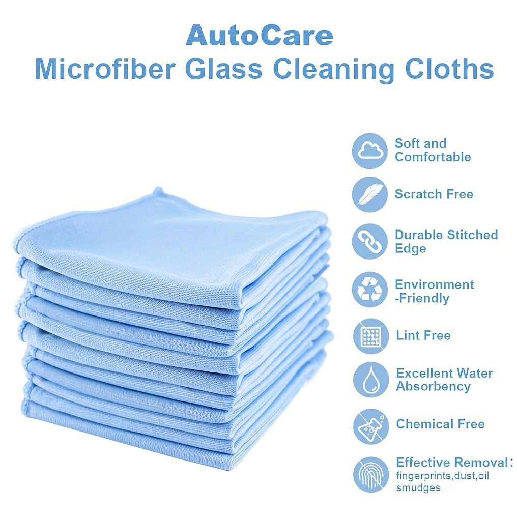 Microfiber Glass Cleaning Cloths - Choose from a pack of 5 or 10 pieces to quickly clean windows, stainless steel, auto care, mirrors, windshield, computer screens, TV, tablets, dishes, camera lenses. Chemical free, lint free, scratch free. Available in