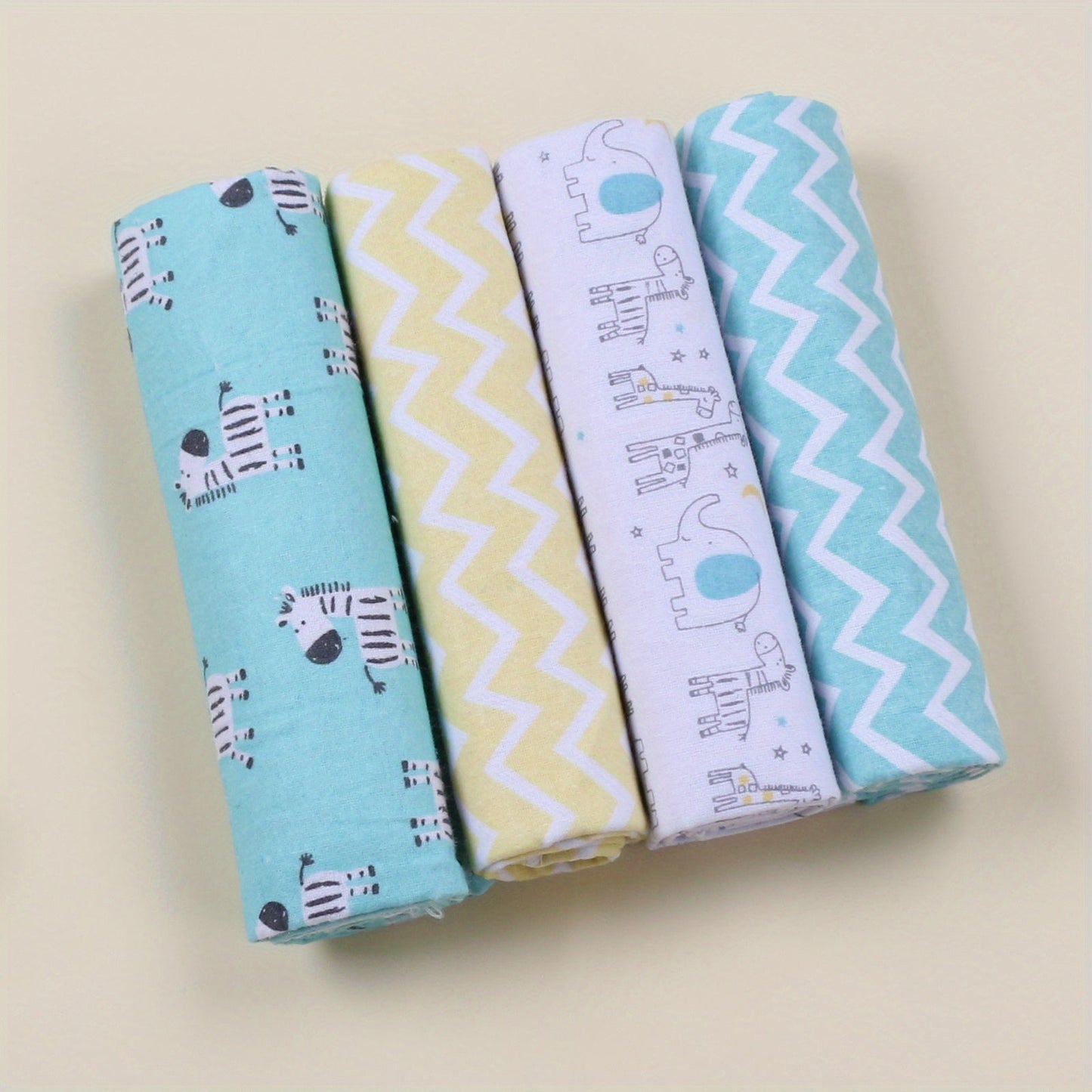 Set of 4 Baby Swaddle Blankets made of 100% Cotton Flannel - Super Soft Baby Wrap Towels - Suitable for Babies 0-12 Months - Perfect Easter Gift