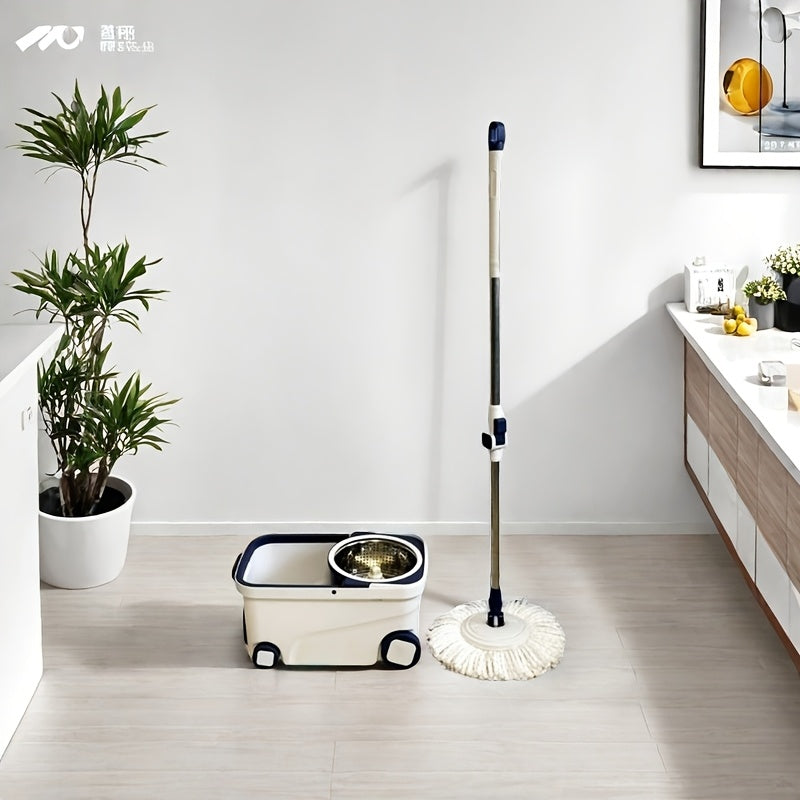 One-piece Rotating Mop and Bucket Set with 4 Wheels, featuring a Liquid Dispenser, Wringer Set, and 360-Degree Rotating Mop Bucket for Floor Cleaning and Mopping. This Household Rotating Mop, also known as a Lazy Mop or Dust Mop, is suitable for both wet