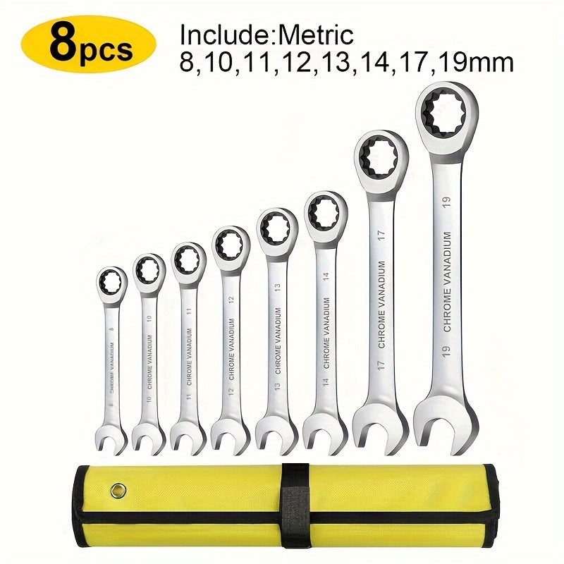 Mechanical ratchet wrench set for auto repair, no electricity or battery required.