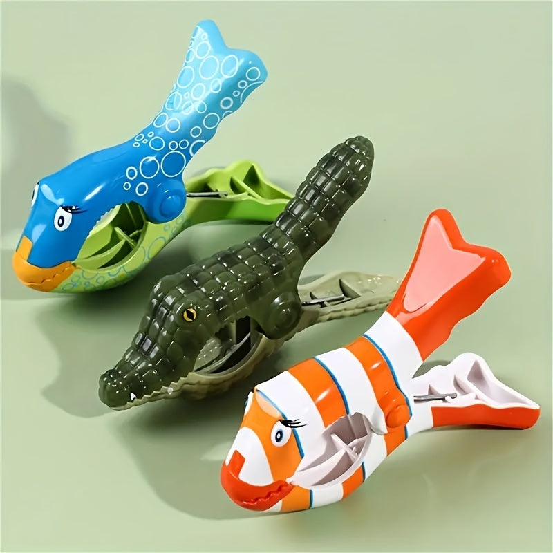 One Tropical Fish Design Plastic Beach Towel Clip - Strong Sunbed Clothes Peg - Vibrant Colors - Durable Quilt Hanging Clamp for Summer Travel and Poolside Use