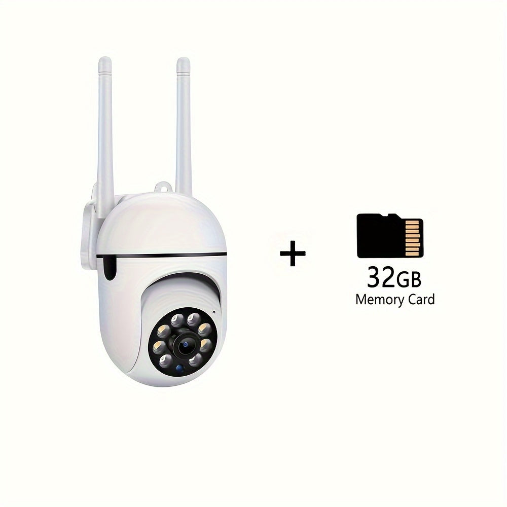 The 1080P Wireless Smart PTZ Camera features 2.4G WiFi connectivity, full color night vision, two-way audio, motion detection, and storage options including cloud and SD card. Ideal for home, office, and pet monitoring, this camera is not compatible with