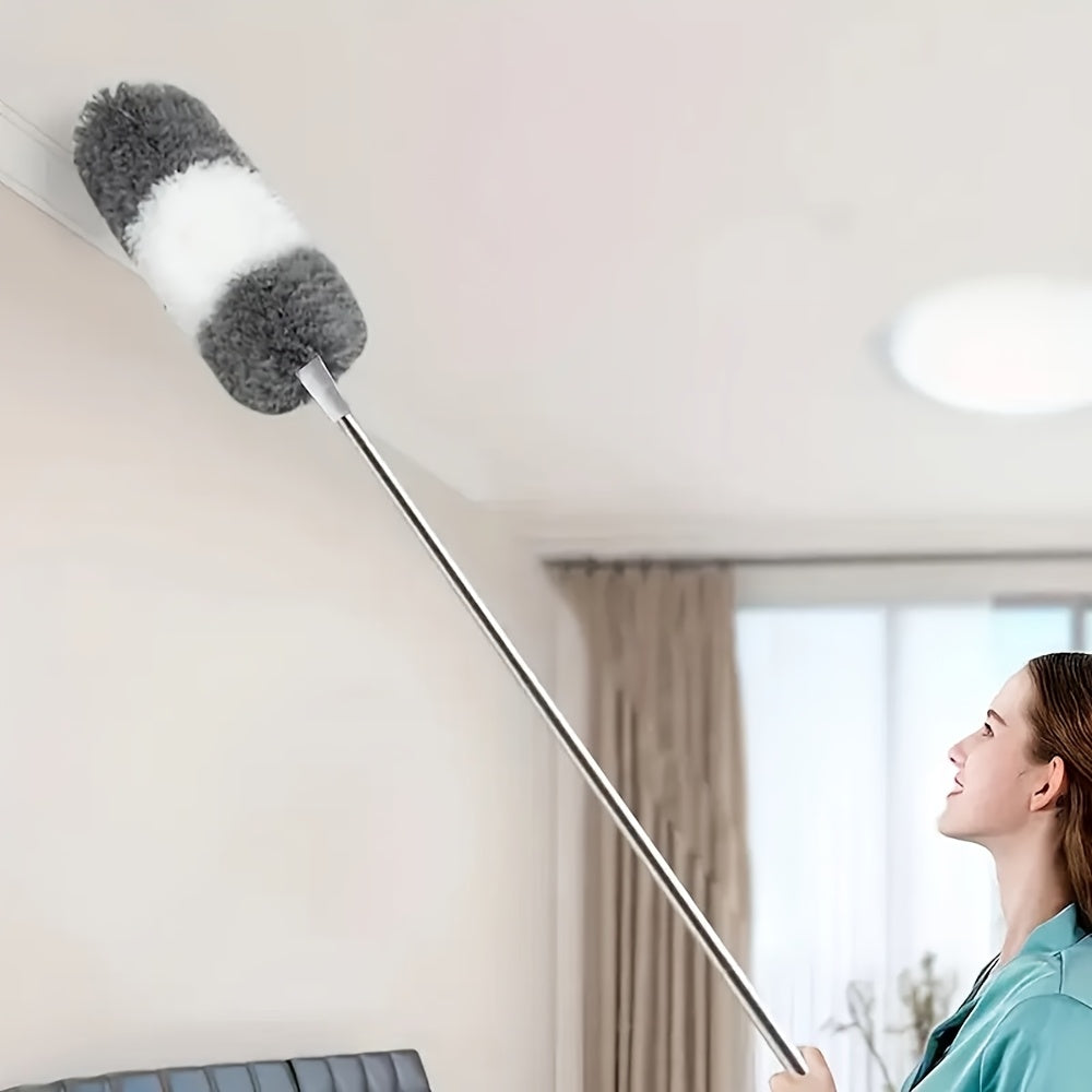 The Telescopic Dust Removal Broom is a versatile cleaning tool perfect for removing dust from ceilings, furniture, and cars. With its retractable microfiber mop and bendable head, this reusable and washable tool is ideal for high ceilings and