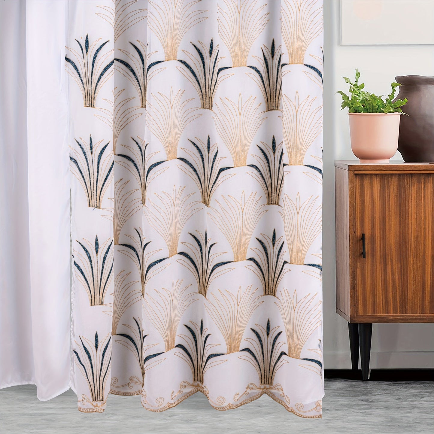 One piece of embroidered double-layer curtain, perfect for enhancing home décor, suitable for living room or bedroom, measuring 132.08 x 213.36 cm.