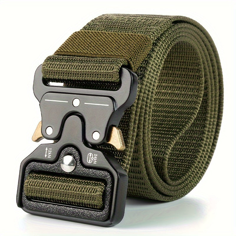 Outdoor training belt with plastic safety buckle, suitable for men and women, non-metallic leisure waist belt.