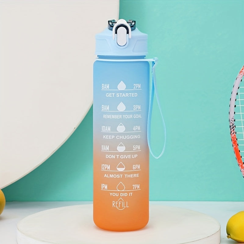 Insulated plastic water bottle with time marker, leakproof and durable, great for gym, outdoor, travel, school - ideal for holidays and gifts.