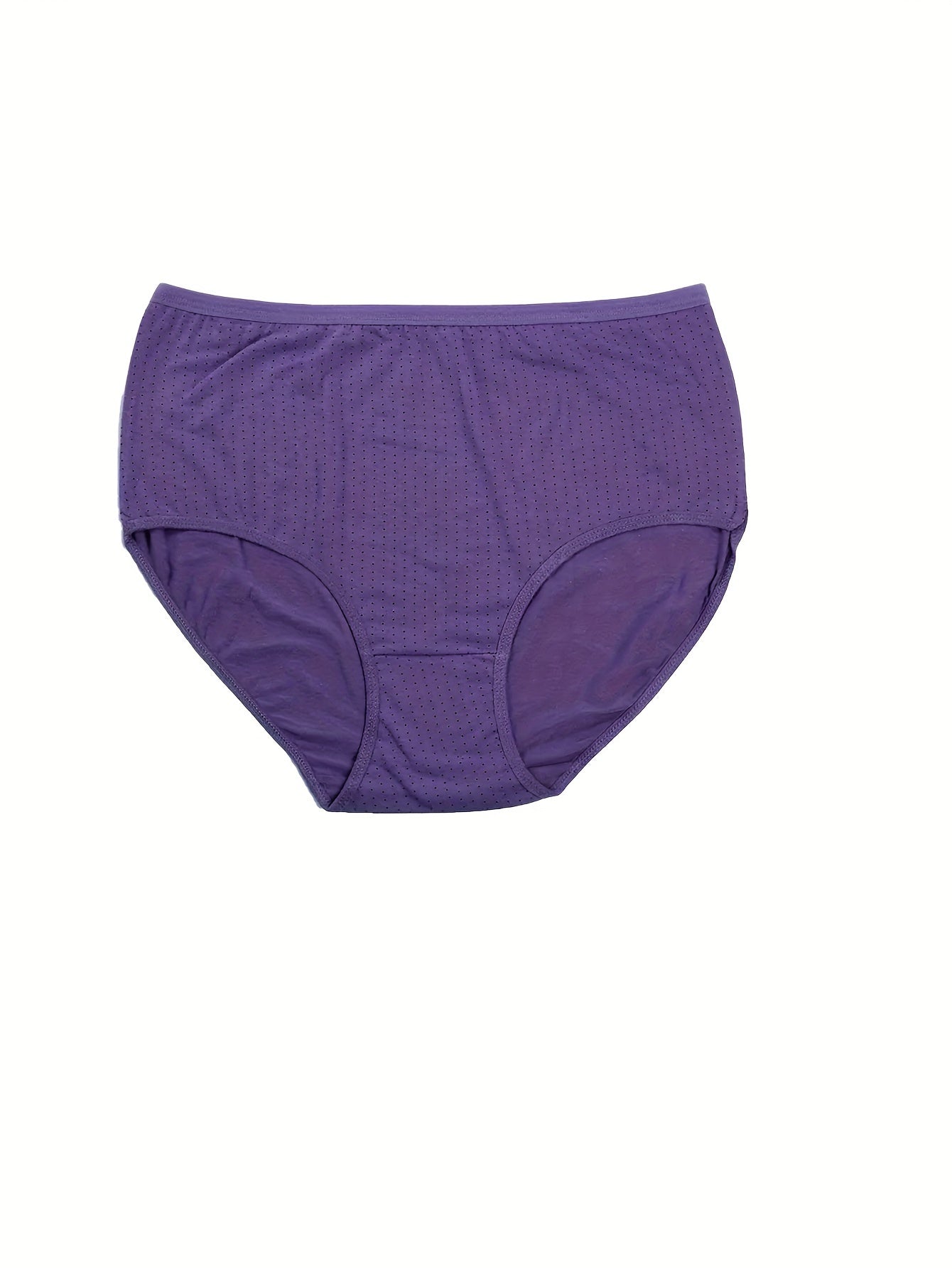 Set of 6 women's mid-rise briefs in assorted colors with polka dot design and stretch fit.