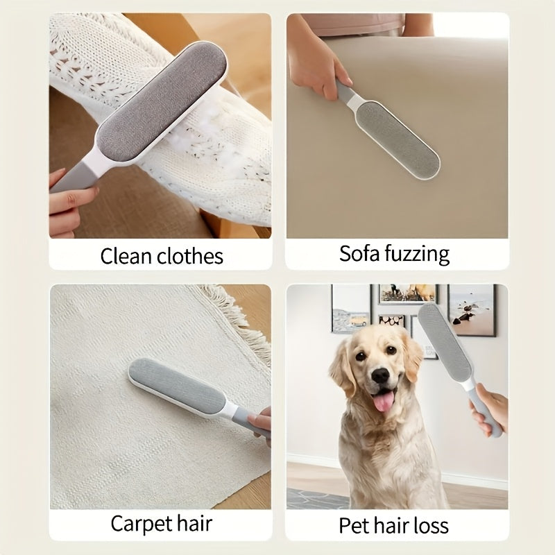 Reusable Dual-Sided Lint Brush for Pet Hair - Perfect for Clothes, Sofas, Furniture, and Carpets - Manual Static Cleaning Tool, No Power Needed - Great for Living Room and Clothing Care