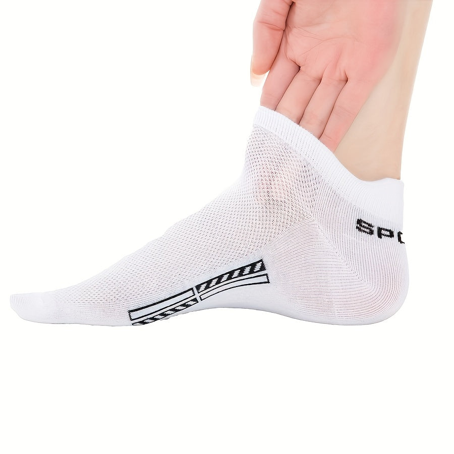 5 pairs of unisex cotton blend crew socks with anti-odor and sweat absorption, perfect for daily wear.