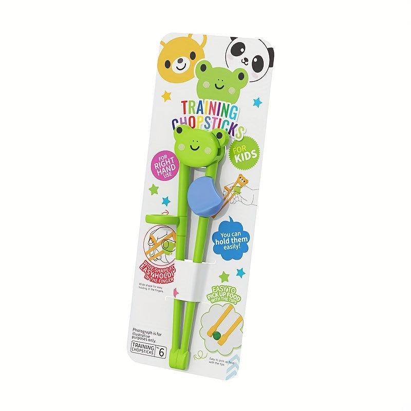 Training chopsticks for beginners, ideal for apartments, college dorms, and back-to-school. Featuring a cartoon and kawaii design.