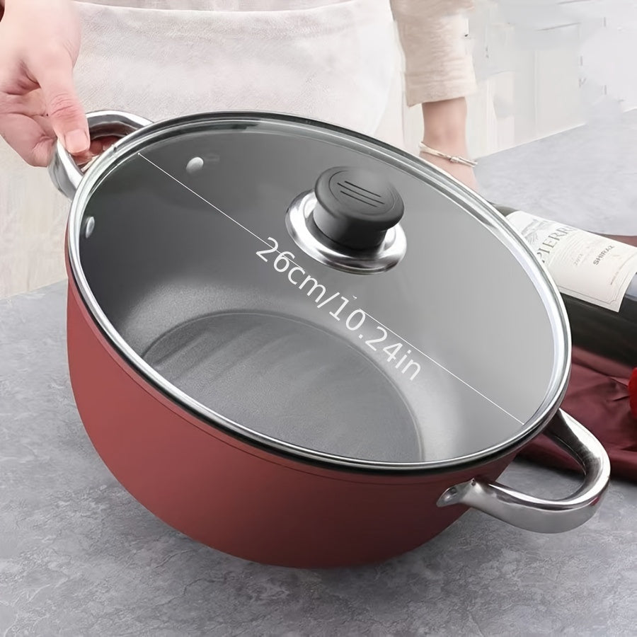 Durable Cast Iron Stew Pot with Non-Stick Coating, High-Temperature Resistance, Suitable for Electric and Gas Cooking, Ideal for Healthy Home Cooking, Features a Flat Base for Even Heating - Quality Kitchenware