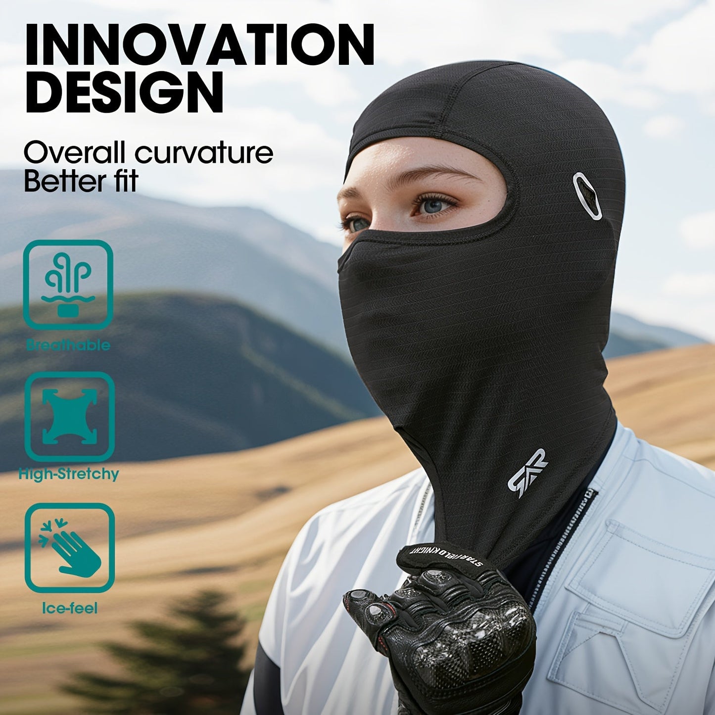 Trendy Balaclava Face Mask with Glasses Opening, Full Face Protection, Lightweight Polyamide Material, Stretchy, Wind-Resistant, Sun Protection, Fast-Drying, Knit Design, Easy to Clean, Ideal for Outdoor Activities like Hiking, Cycling, or Weekend