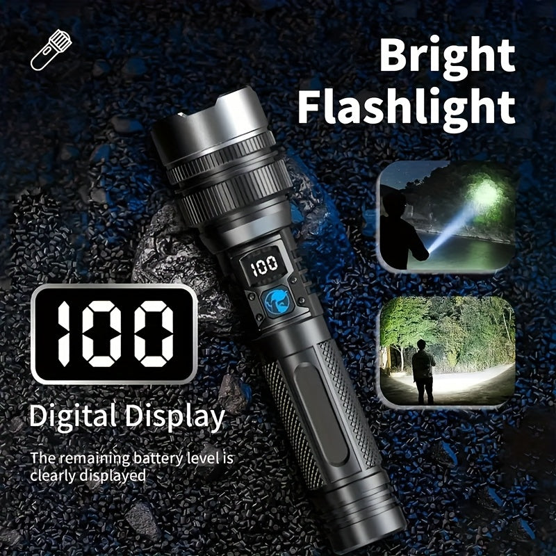 USB Rechargeable Super Bright Flashlight with Digital Display