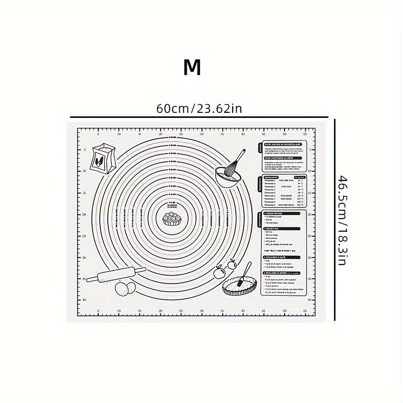 Non-stick Silicone Pastry Mat with Measurements - Perfect for Baking & Kneading, Heat and Slip Resistant, Ideal for Rolling Dough and Making Pie Crusts, 1 Piece.