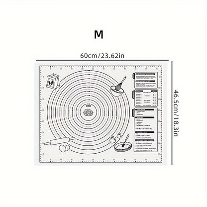 Non-stick Silicone Pastry Mat with Measurements - Perfect for Baking & Kneading, Heat and Slip Resistant, Ideal for Rolling Dough and Making Pie Crusts, 1 Piece.