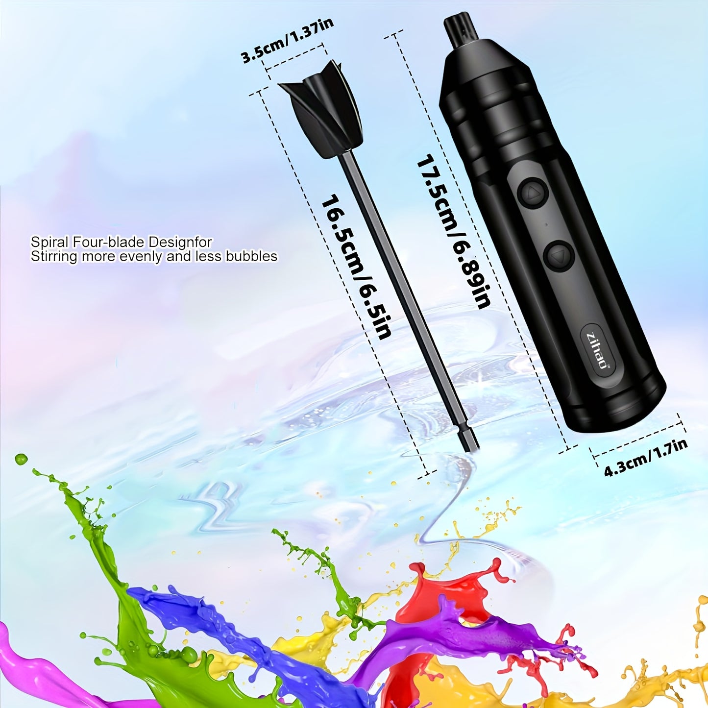 USB rechargeable resin mixer with handheld design and LED indicator, ideal for DIY crafts and resin mixing. Includes 1 paddle for wrist-saving use.