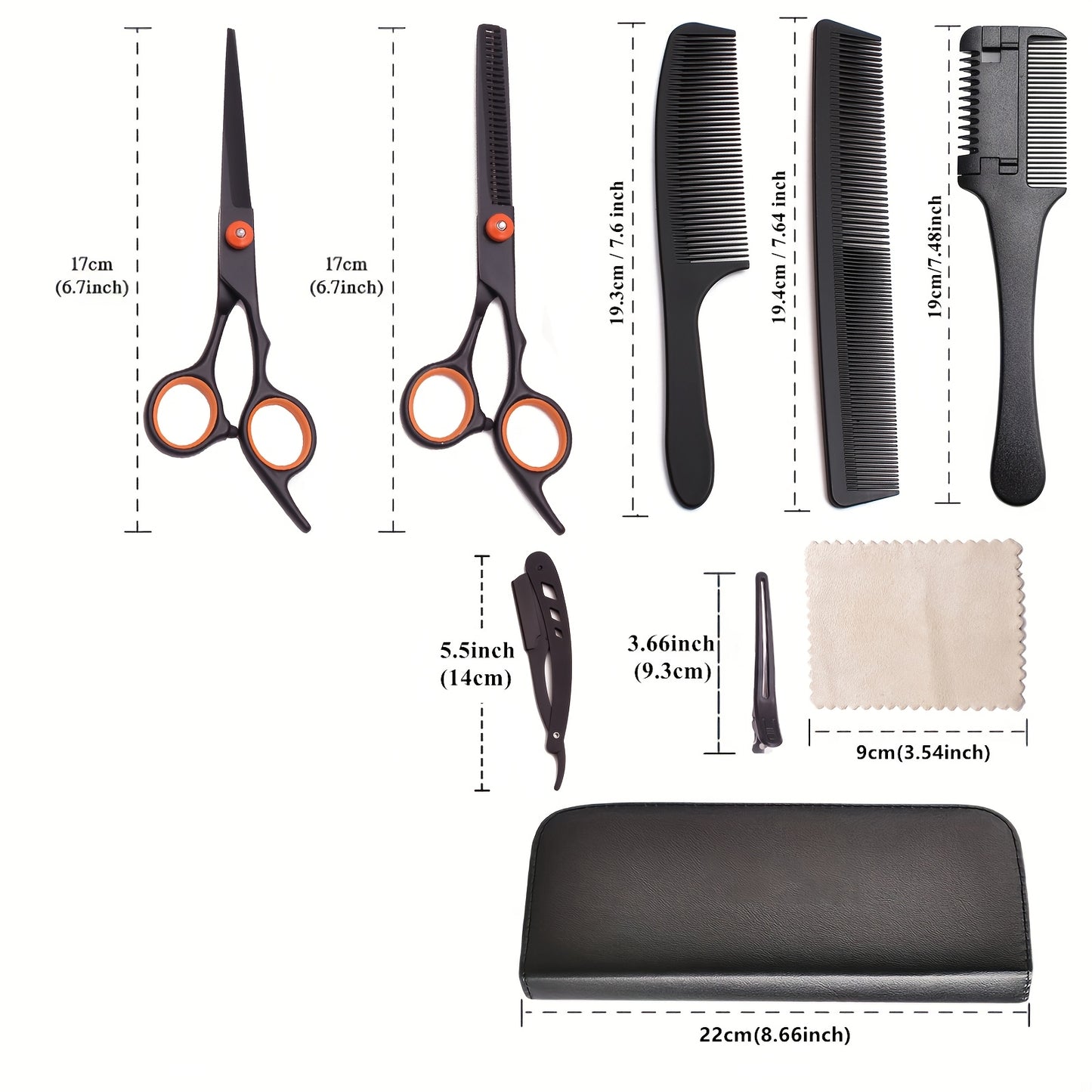 Professional Japan Stainless Hair Cutting Scissors Set for hairstylists.