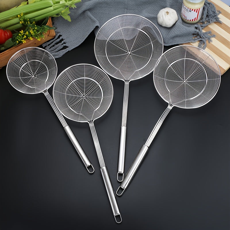 Stainless Steel Wire Skimmer Ladle with Handle - Perfect for Frying and Cooking in the Kitchen