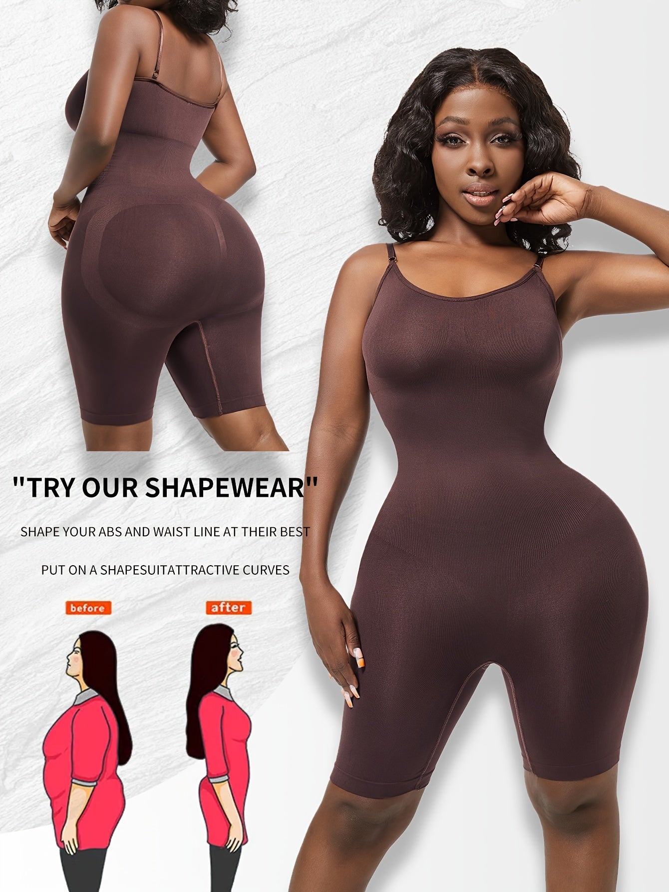 Women's shapewear for tummy, waist, and butt lifting in large sizes.