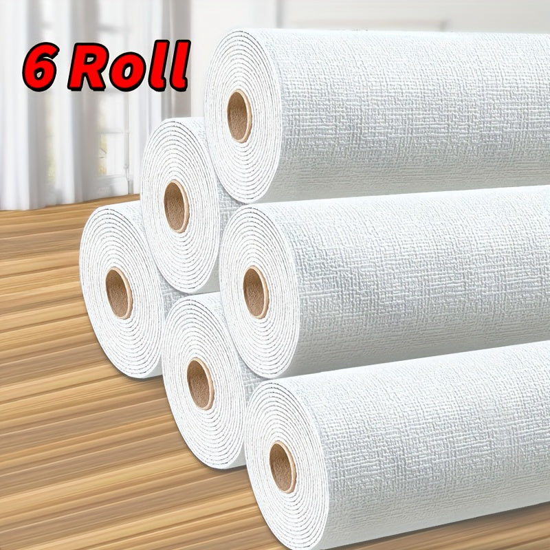 6 Rolls of Self-adhesive 3D Foam Wallpaper Stickers for easy home renovation. Waterproof, moisture-proof, and easy to clean and cut. Suitable for various spaces including living room