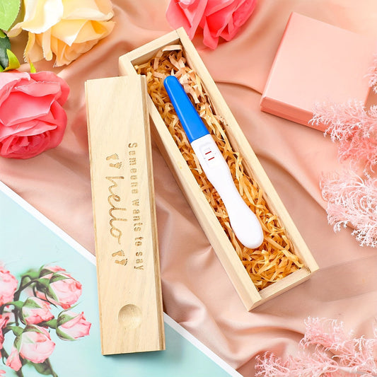 Wooden Pregnancy Test Keepsake Box for Cherished Memories - Ideal Surprise Announcement Gift for Grandparents, Father & Spouse