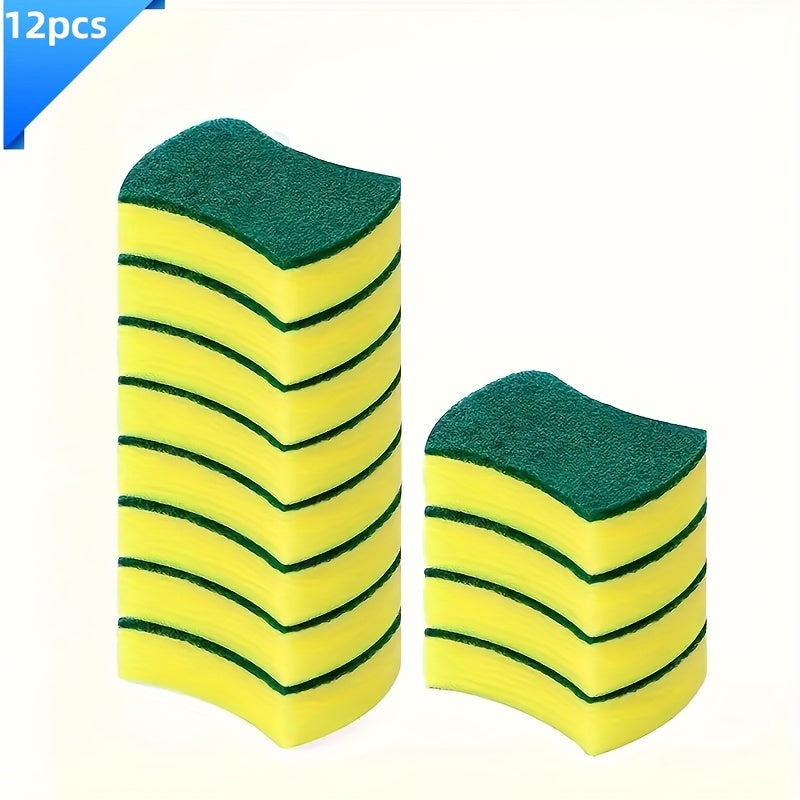 Pack of 12 Melamine Sponges with Dual-Sided Scrub Pads, Ideal for Kitchen, Living Room, Car, and Glass Cleaning. Scratch-Resistant, Absorbent, and Durable. Perfect Cleaning Supplies for Various Tasks.