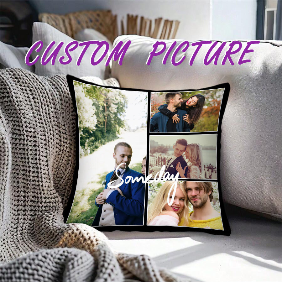 CozyCrafter Personalized Custom Photo Cushion Cover - Square Throw Pillow Case, Soft Polyester, Machine Washable, Perfect for Room Decor, Great Gift Idea for Weddings and Mother's Day. Single-side print, insert not included.