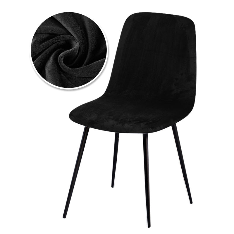 Arc-shaped short back chair slipcover made of velvet fabric, suitable for bar chairs in dining rooms and home offices.