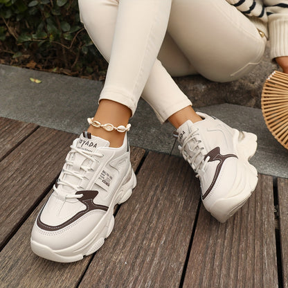 Chunky sneakers for women featuring a casual lace-up design and trendy wedge sports shoes.