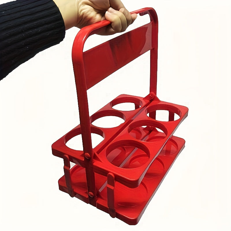 Plastic beer caddy for outdoor camping and home use, portable and foldable, great for beverage transport and organization.