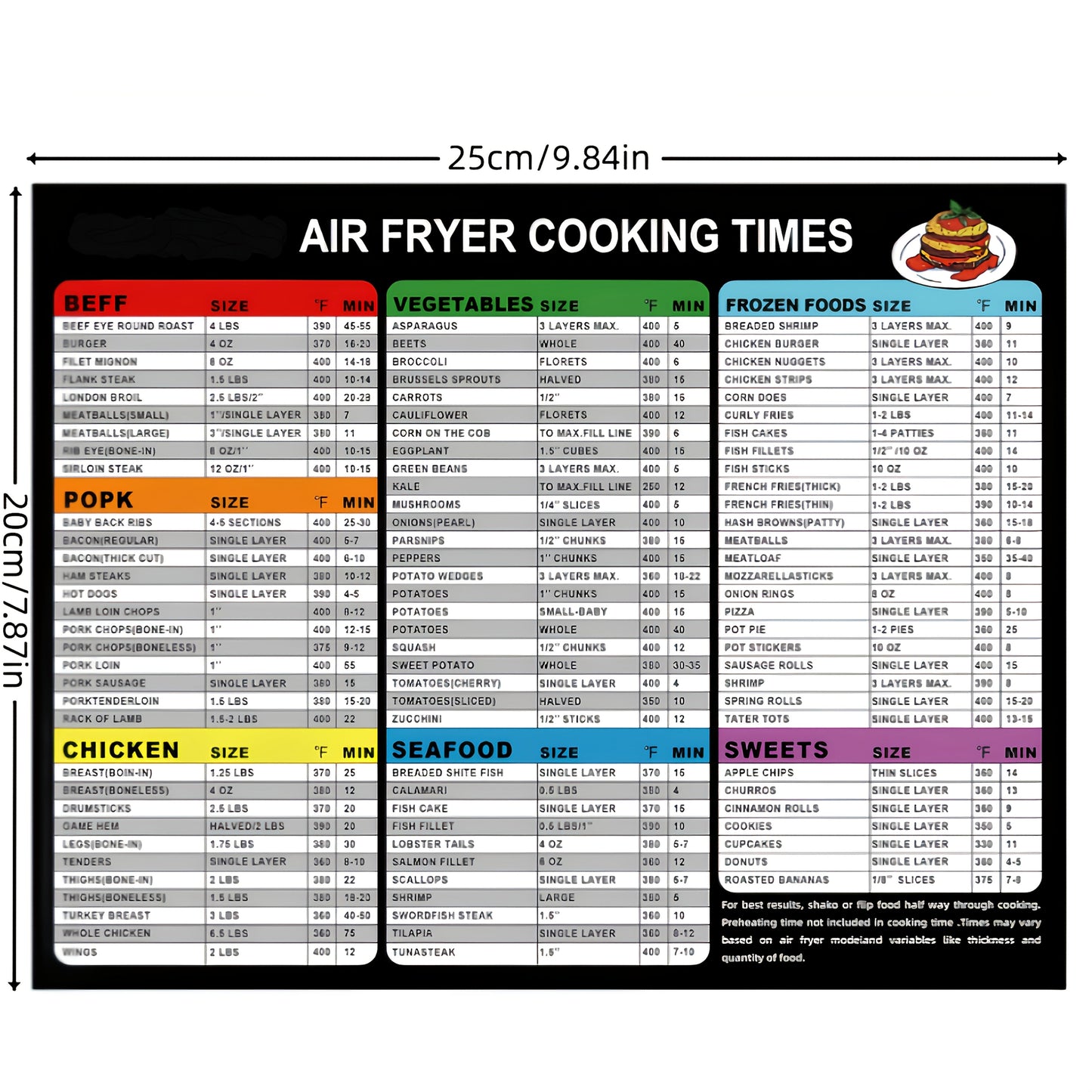 Get the 12-piece Air Fryer Accessory Kit featuring a 20.32cm Magnetic Cheat Sheet. The accessories are dishwasher safe, have a non-stick coating, and are compatible with 3.7QT to 6.8QT deep fryers. The kit also includes a recipe guide and an air fryer