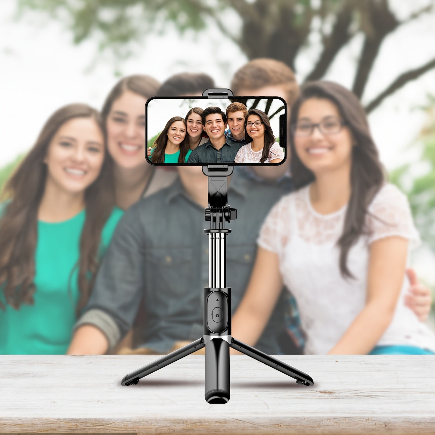 Extendable selfie stick tripod with wireless remote for various smartphones