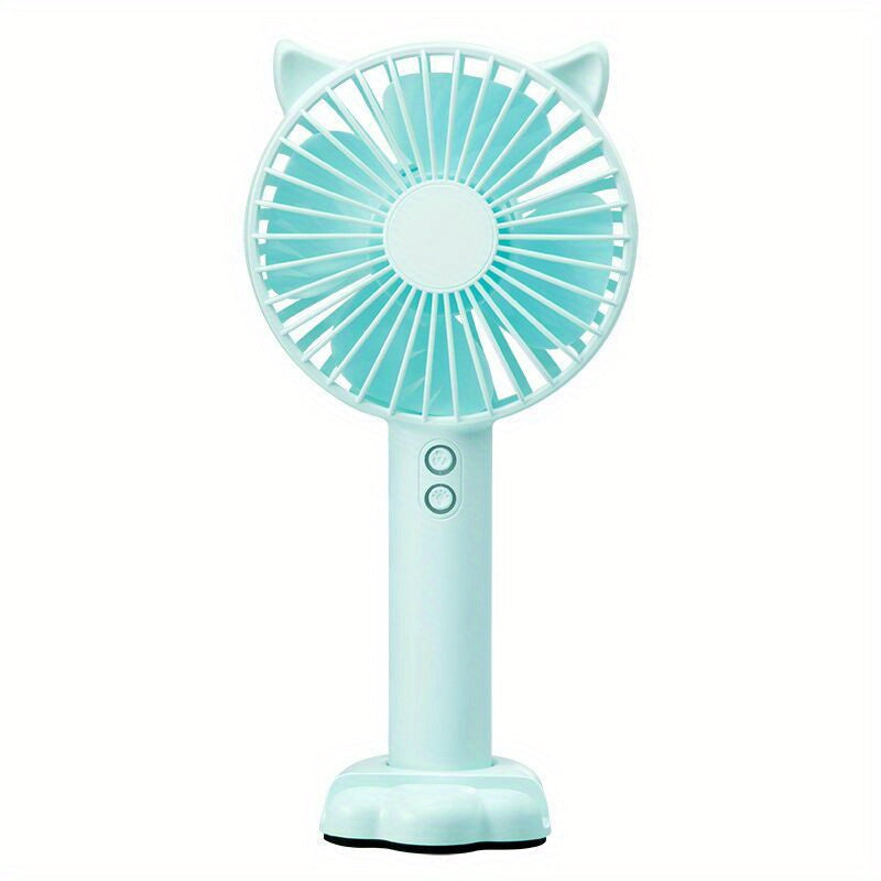 Adorable and Compact USB Handheld Fan with Bunny Ears - Ideal for Students, Dorms, and Outdoor Activities - Quiet Operation and Built-in Night Light Feature