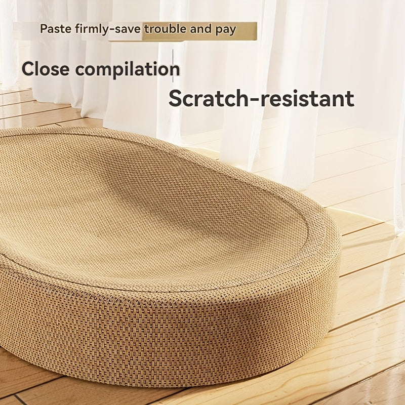 Large 60cm sisal cat scratching board with oval design combining cat bed and scratching basin.