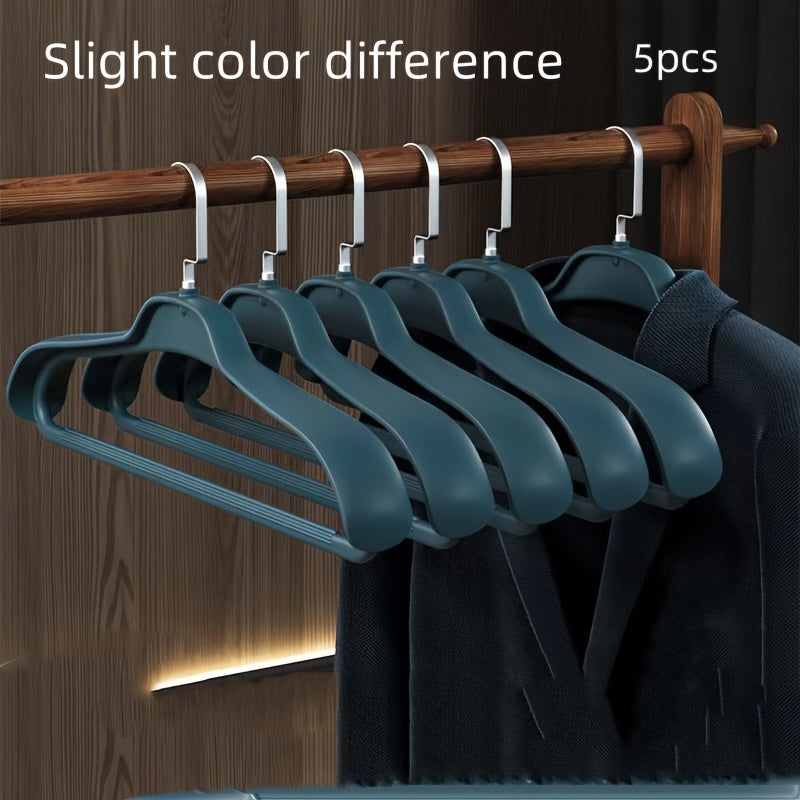 5 WongGirlWear non-slip coat hangers designed for men's suits and coats, made of durable grey PP material. Ideal for home and wardrobe use.