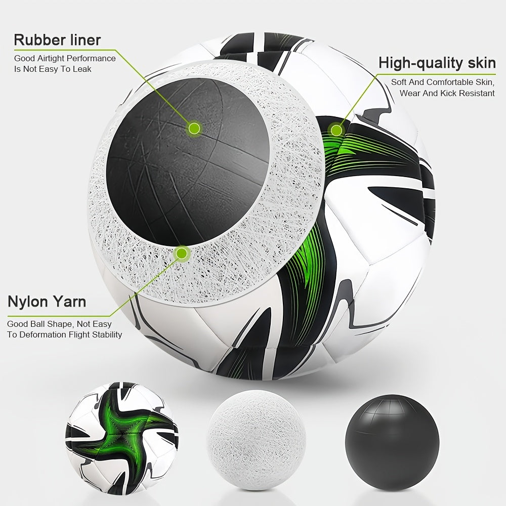 1pc Vortex Pattern Soccer Ball, Size 5, Durable PVC Material, Ideal for Outdoor Training and Matches, All-Season Play, No Electricity or Inflator Required.