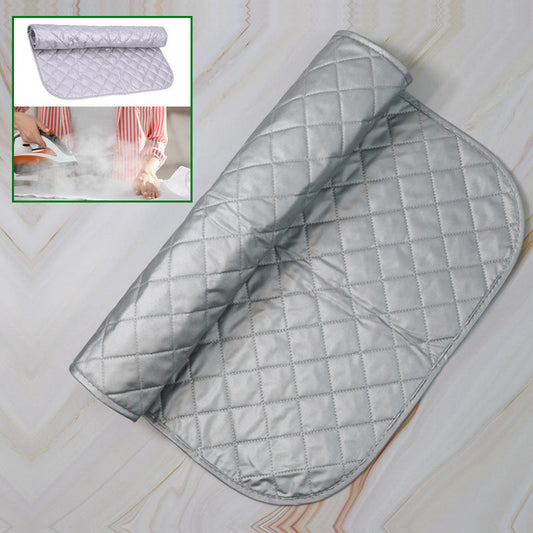 1 piece of a portable folding ironing mat with thick cotton padding, heat-resistant material, ideal for travel and dorm laundry. Non-electric tabletop pad suitable for dryers, washing machines, and all surfaces.