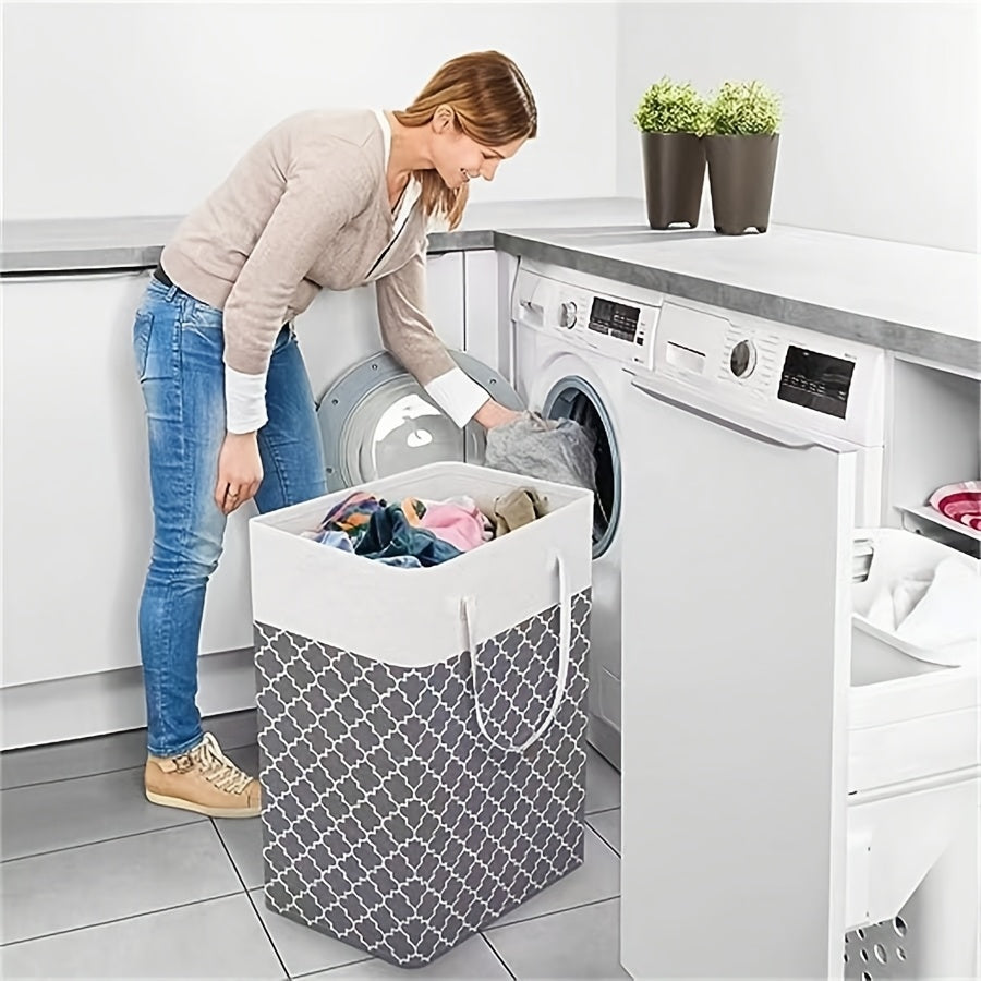 Laundry Storage Basket with Handles, Hamper Box for Laundry, Bathroom Container, Organizer for Laundry Room, Bedroom, Bathroom, Home, Dormitory - 1 Piece