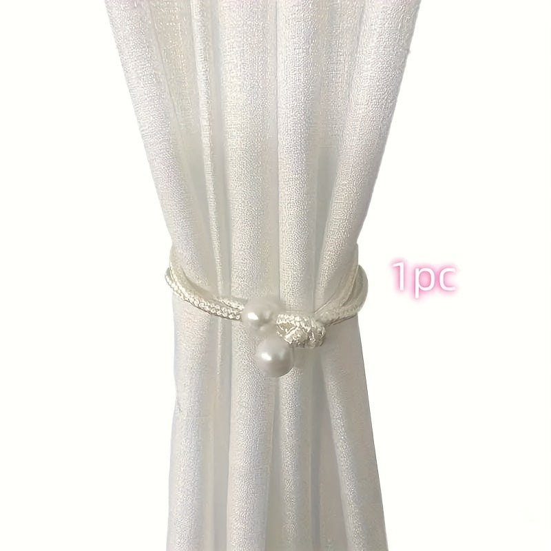 Fashionable and simple curtain binding rope available in 1 piece or 2 pieces. This decorative rope features creative pearl accents, adding beauty to your curtains. Use it as a decorative curtain buckle or binding strap for a simple and elegant touch.