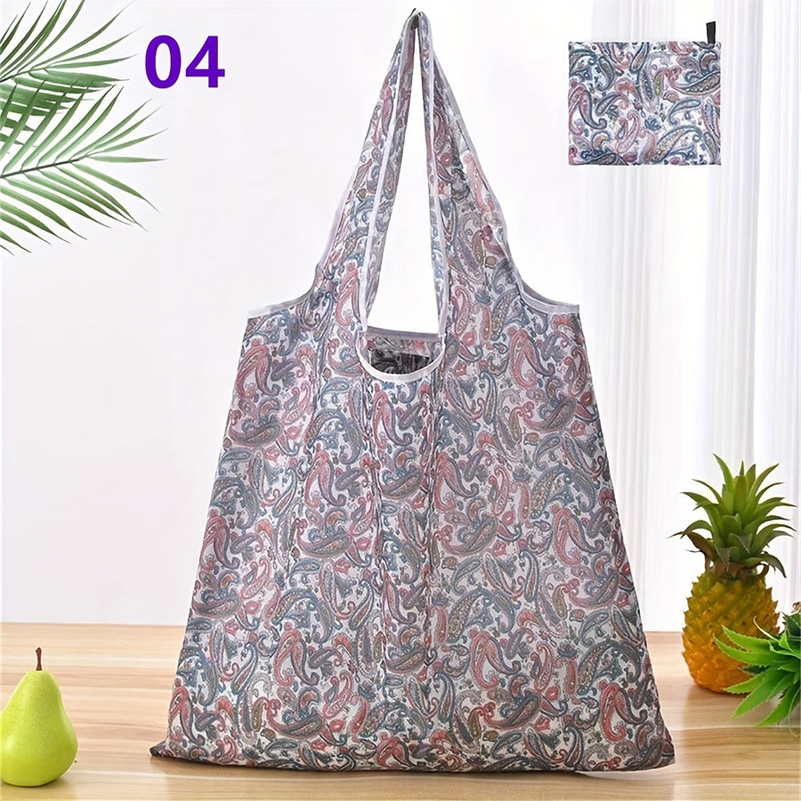 This shopping bag is designed to be convenient for all your needs, with a foldable and portable design that is also fashionable. It is waterproof and durable, with a large capacity perfect for supermarket shopping, traveling, and storing items such as