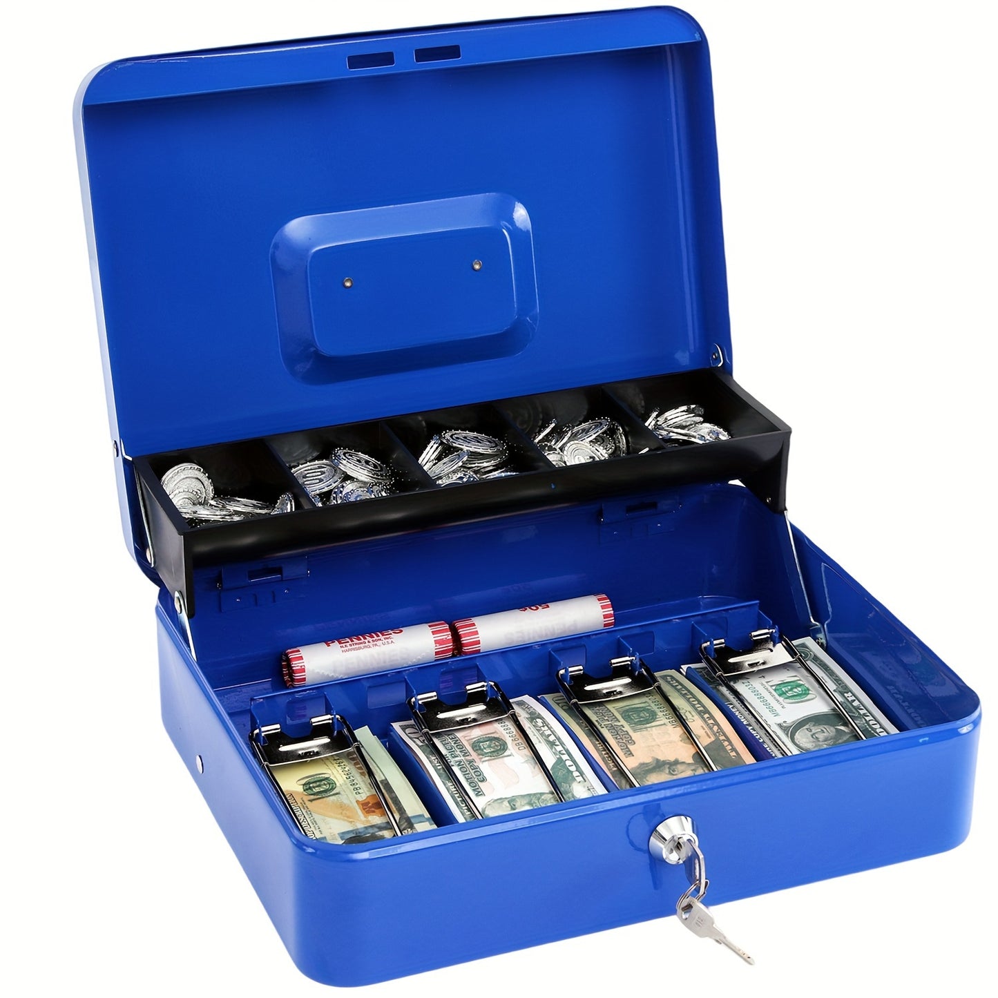 1pc Money Box with Lock for cash organization and storage.