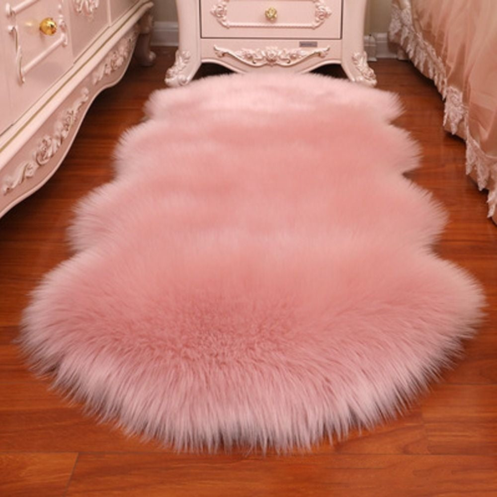 Artificial Sheepskin Long Hair Rugs - Soft Faux Fluffy Shaggy Carpets for Living Room and Bedroom, Non-Slip Home Decor Mats