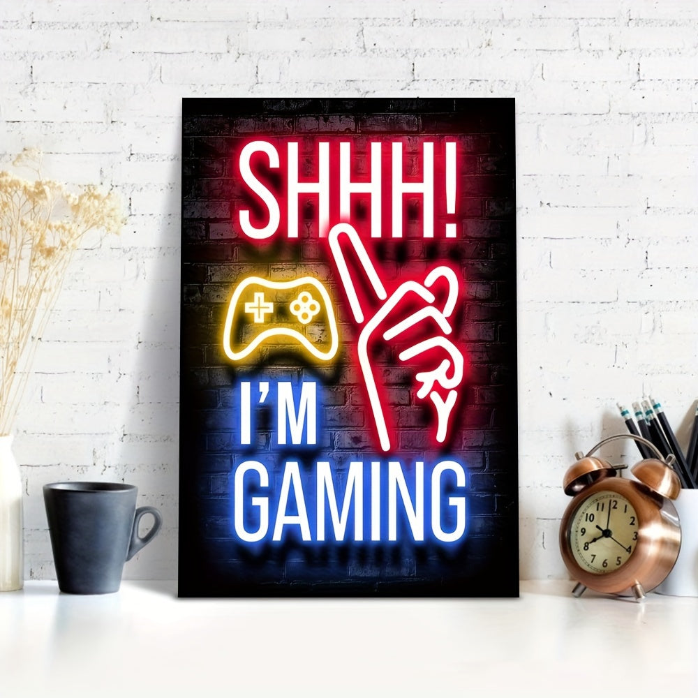 Neon game poster for electronic sports room, game hall, and boys' bedroom - ideal wall decor for gamers.