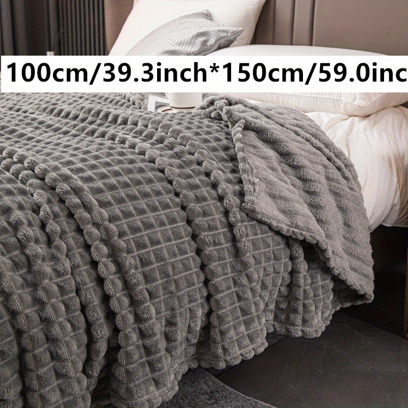 An imitation rabbit fur bed blanket featuring a corn grain pattern.