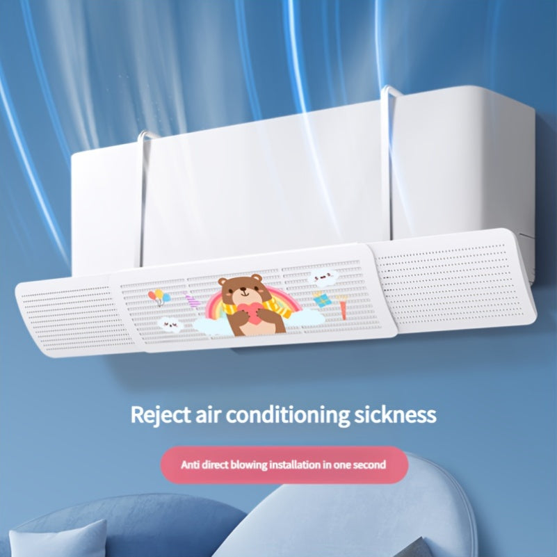 No-drill Air Conditioner Wind Deflector, Easily Retractable, Made of Space-Saving Plastic Material, Maximizes Airflow Efficiency without Electricity.