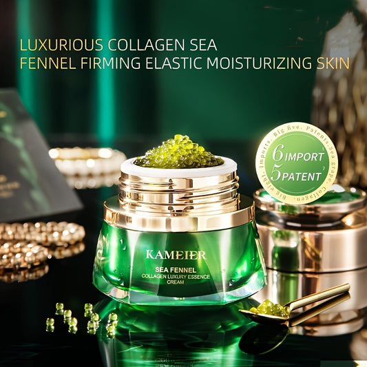 Sea fennel Collagen Essence Cream 30g with hyaluronic acid, glycerin, firms and hydrates all skin types.