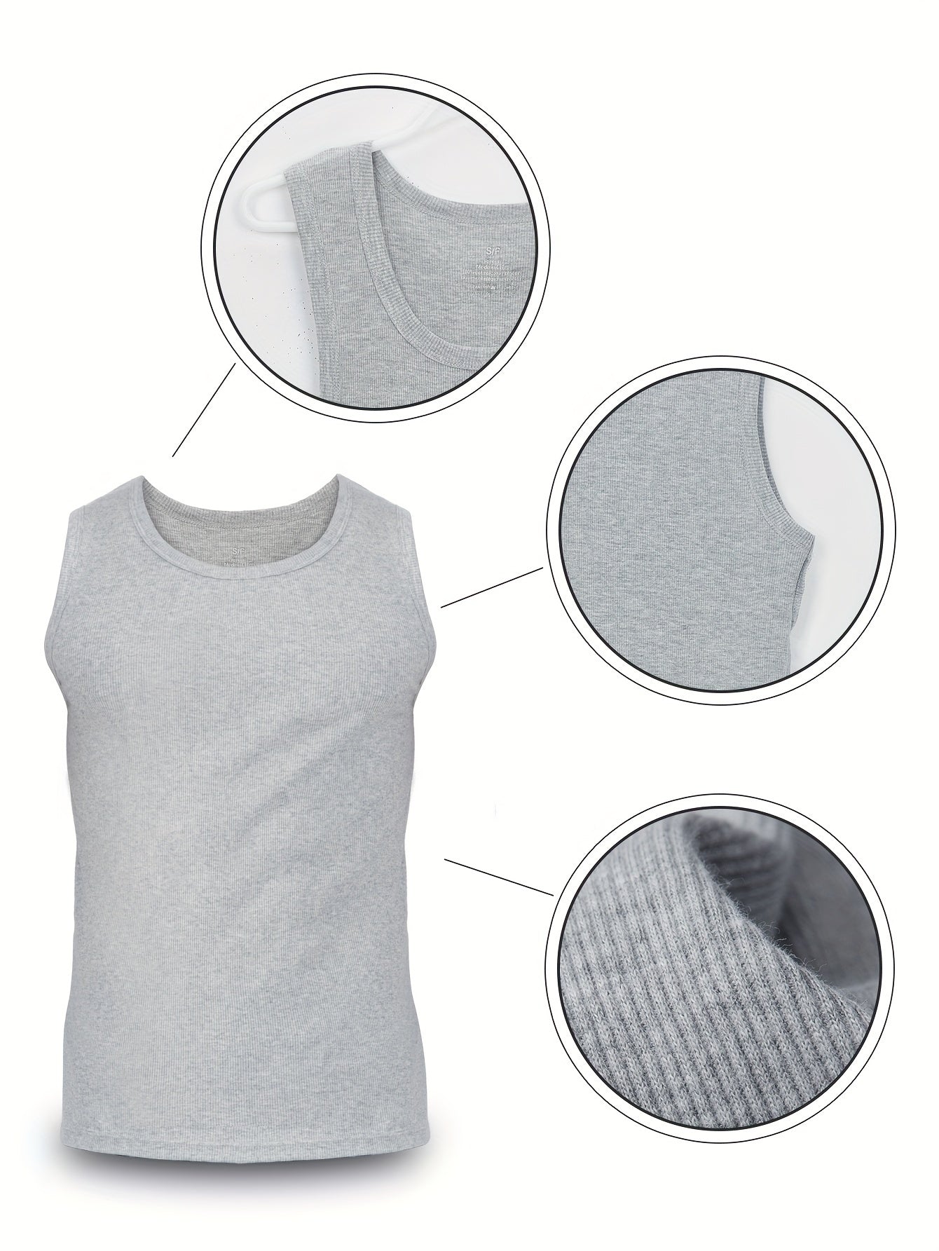 3 pieces of men's cotton tank vests for sports, comfortable clothing